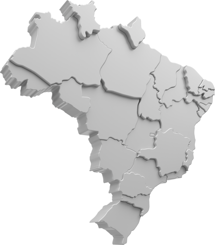 Mapa do Brasil com atuação da HTR em Minas Gerais, São Paulo, Paraná, Rio Grande do Sul, Rio de Janeiro, Espírito Santo e Bahia